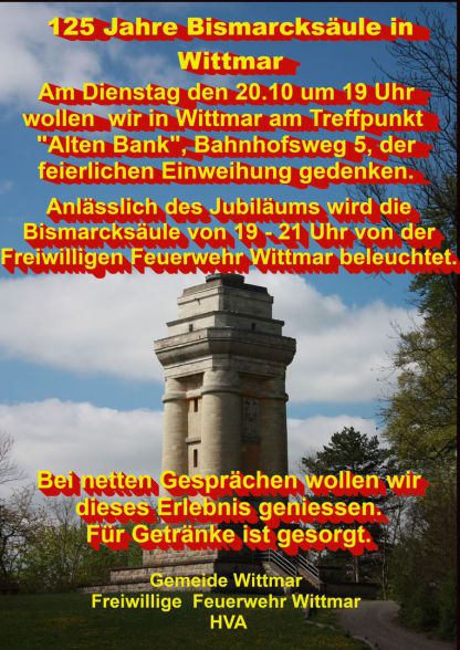 Plakat für die Veranstaltung zur Feier der Bismarcksäule in Wittmar